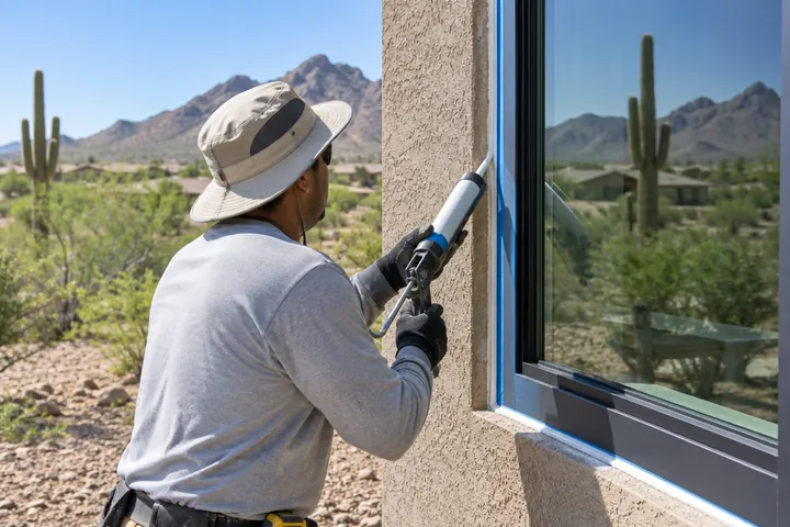 Installer sealing around a new window frame