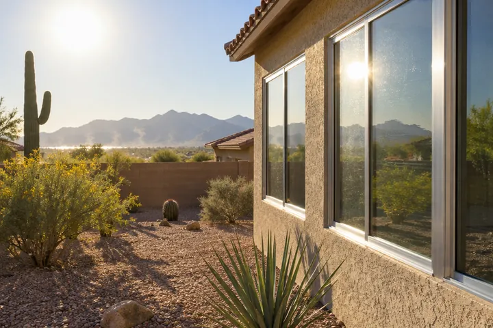 Afternoon sun hitting the west-facing windows of a Phoenix home